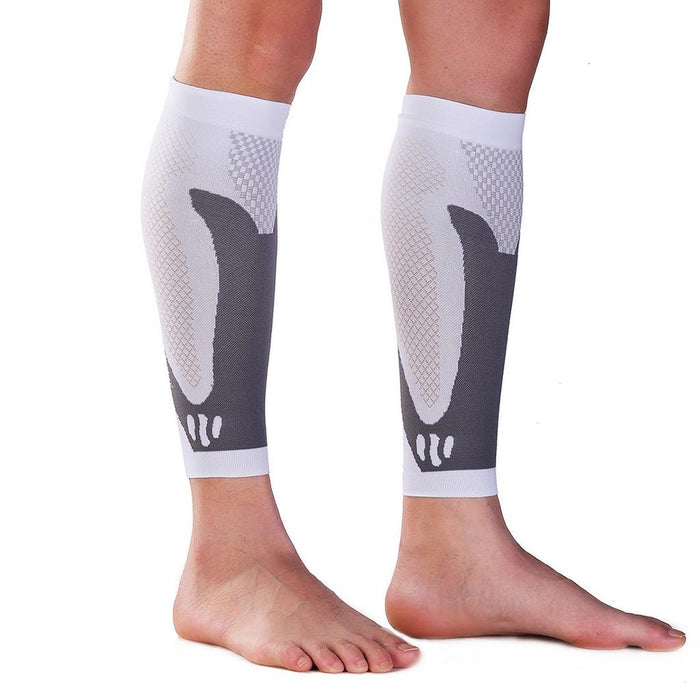 Crofta 1 Pair Sports  Running Calf Compression Sleeves Leg Guard Wrap White S