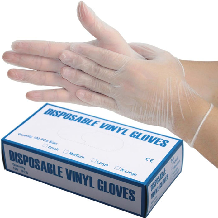 Crofta 100 Pcs Disposable Clear Vinyl Powder & LATEX FREE Gloves for Salon Home M