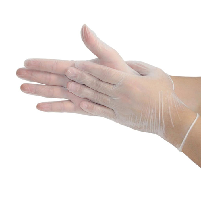 Crofta 100 Pcs Disposable Clear Vinyl Powder & LATEX FREE Gloves for Salon Home L