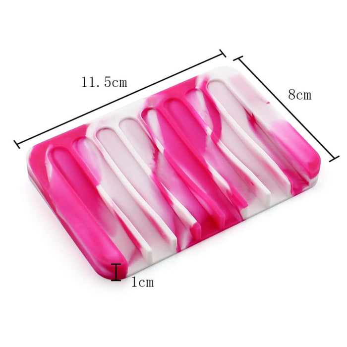 Crofta 2 Pcs Silicone Soap Dish Soap Holder Soap box Plate Tray  Rose red White