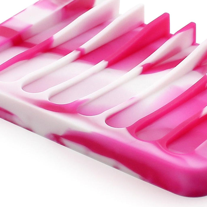 Crofta 2 Pcs Silicone Soap Dish Soap Holder Soap box Plate Tray  Rose red White