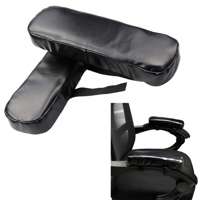 Crofta 1 Pair PU Leather Wheelchair Armrest Cushion Pad Office Chair Elbow Support