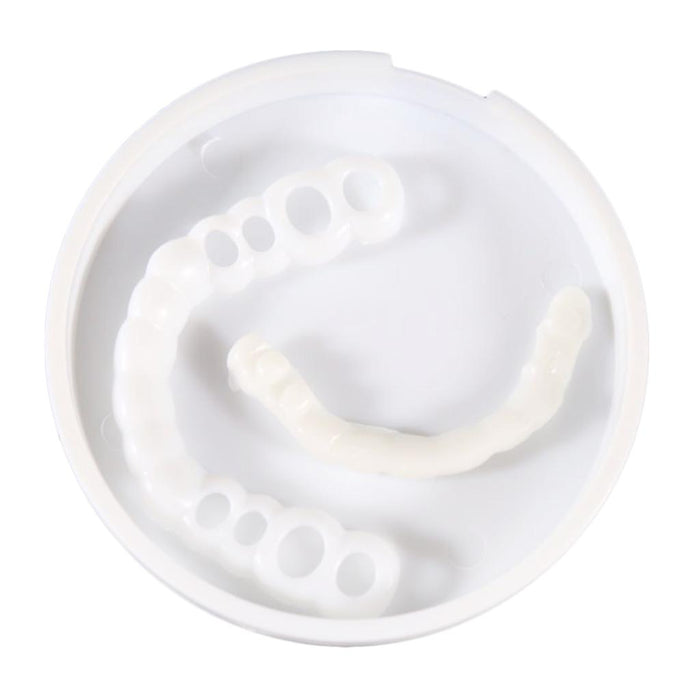 Crofta 1Pair Silicone Upper/Lower False Teeth Dental Veneers Dentures Fake Tooth 01