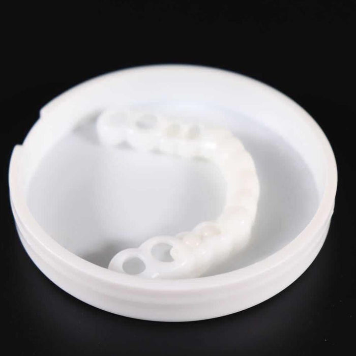 Crofta 1Pair Silicone Upper/Lower False Teeth Dental Veneers Dentures Fake Tooth 01