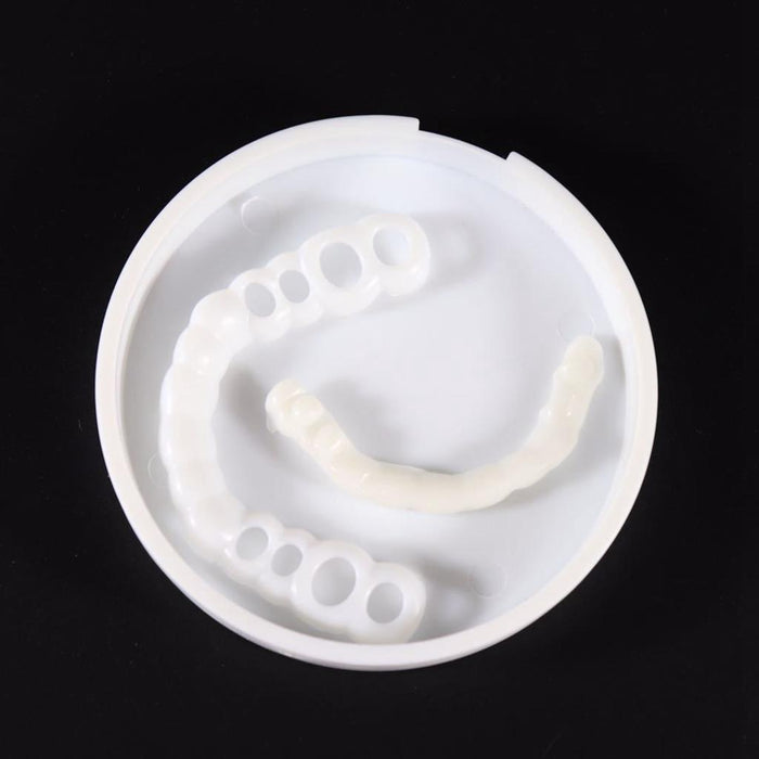 Crofta 1Pair Silicone Upper/Lower False Teeth Dental Veneers Dentures Fake Tooth 01