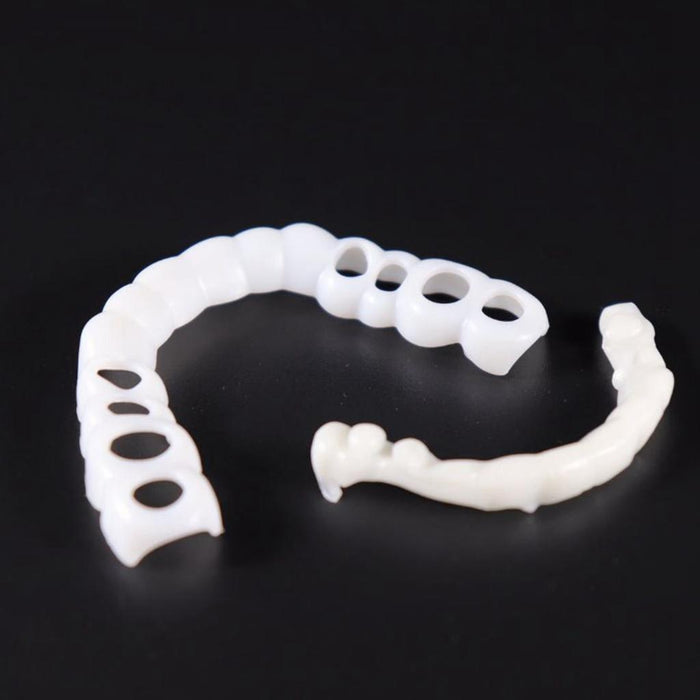 Crofta 1Pair Silicone Upper/Lower False Teeth Dental Veneers Dentures Fake Tooth 01