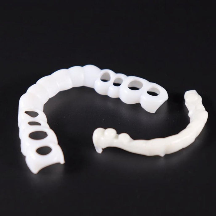 Crofta 1Pair Silicone Upper/Lower False Teeth Dental Veneers Dentures Fake Tooth 02