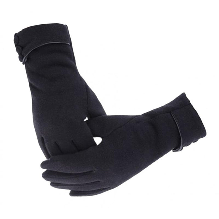 Crofta Womens Winter Warm Fleece Lined Windproof Thermal Touch Screen Gloves Black