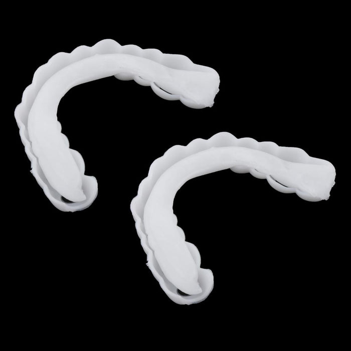 Crofta 2 Pcs Silicone Upper False Teeth Dental Veneers Dentures Fake Tooth w/ Case