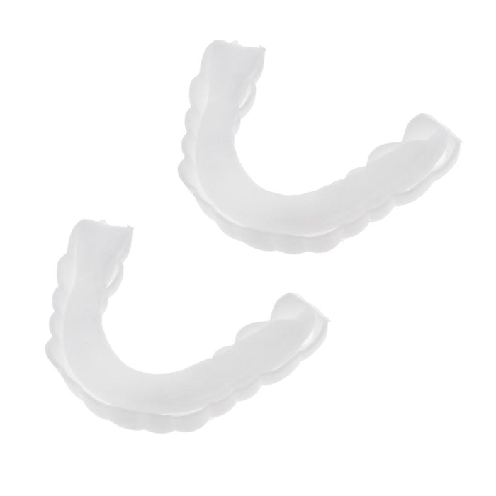 Crofta 2 Pcs Silicone Upper False Teeth Dental Veneers Dentures Fake Tooth w/ Case