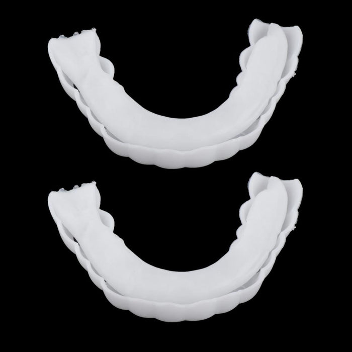 Crofta 2 Pcs Silicone Upper False Teeth Dental Veneers Dentures Fake Tooth w/ Case