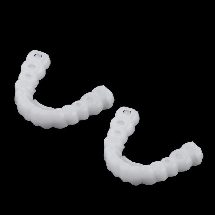 Crofta 2 Pcs Silicone Lower False Teeth Dental Veneers Dentures Fake Tooth w/ Case