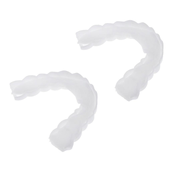 Crofta 2 Pcs Silicone Lower False Teeth Dental Veneers Dentures Fake Tooth w/ Case