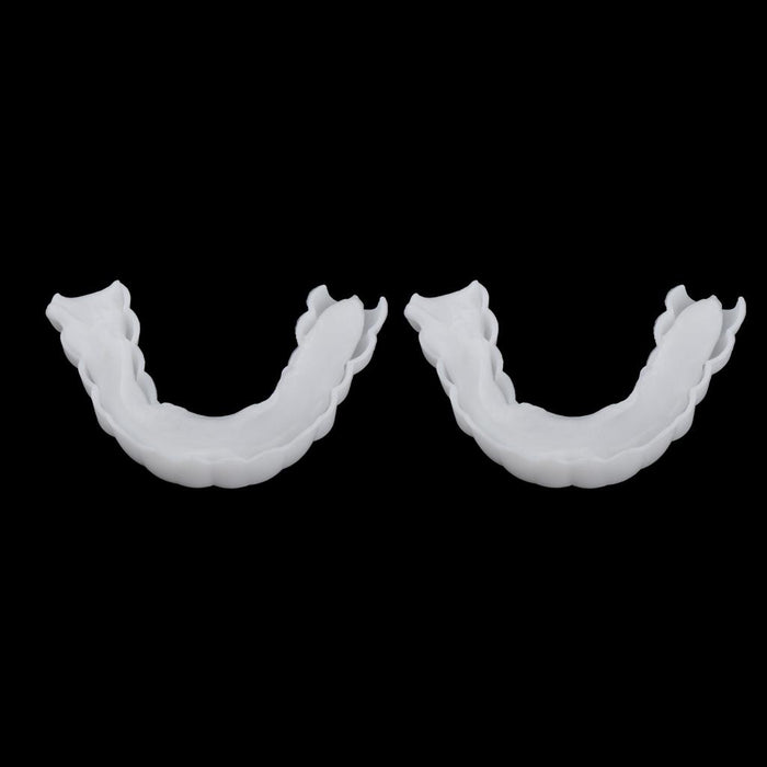 Crofta 2 Pcs Silicone Lower False Teeth Dental Veneers Dentures Fake Tooth w/ Case