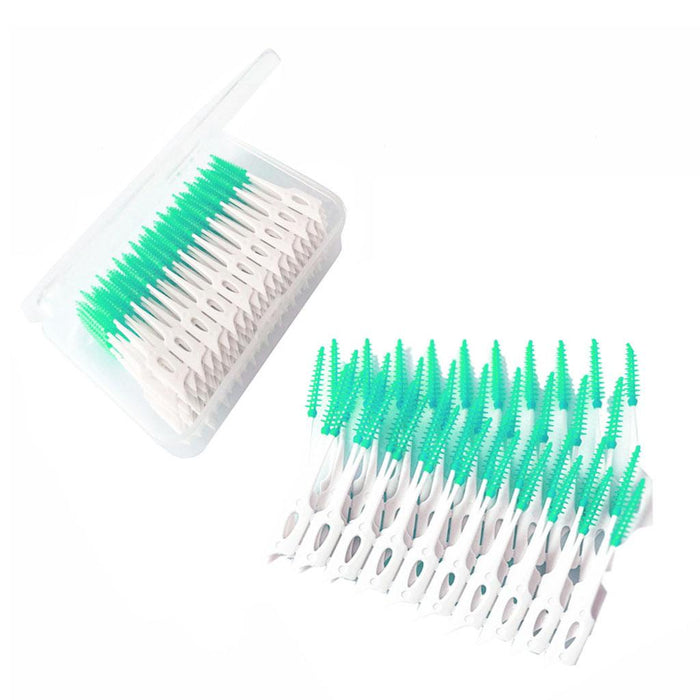 Crofta 160 Pcs Dental Interdental Brush Tooth Pick Flosser Toothpick Sticks Green