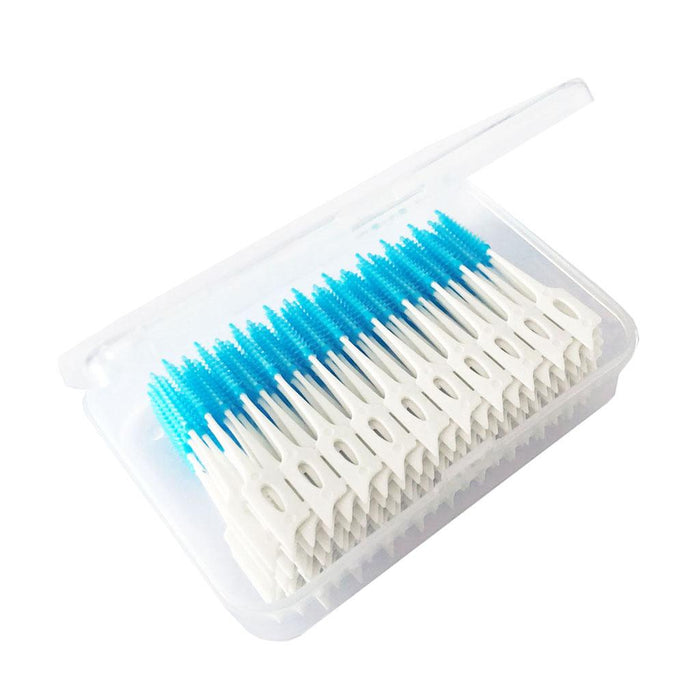 Crofta 160 Pcs Dental Interdental Brush Tooth Pick Flosser Toothpick Sticks Blue