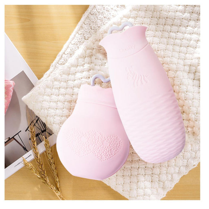 Crofta Silicone Hot Water Bottle Winter Warm Relaxing Heat Cold Therapy Pink 01