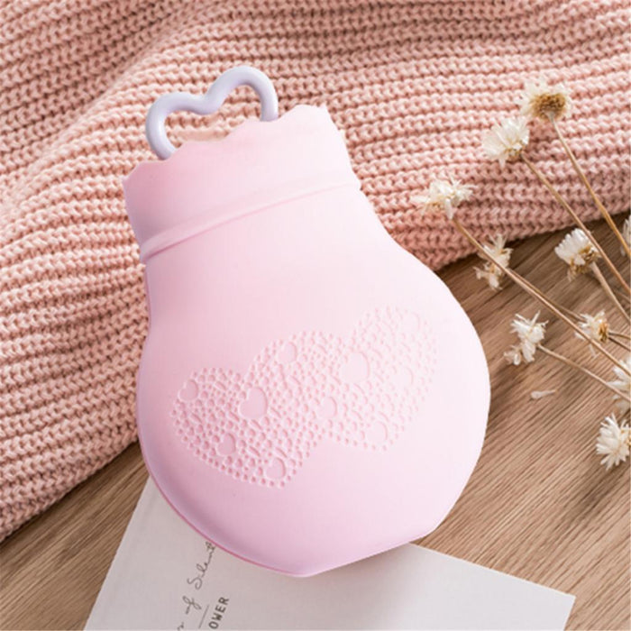 Crofta Silicone Hot Water Bottle Winter Warm Relaxing Heat Cold Therapy Pink 01