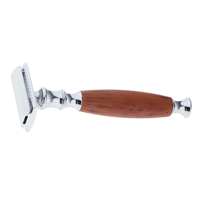 Crofta Wood Handle Double Edge Safety Shaving Razors Moustache Grooming Tool Brown