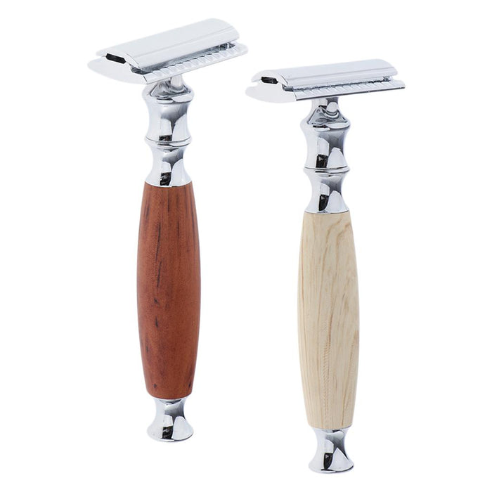 Crofta Wood Handle Double Edge Safety Shaving Razors Moustache Grooming Tool Brown