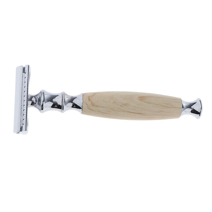 Crofta Wood Handle Double Edge Safety Shaving Razors Moustache Grooming Tool Beige