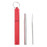 Crofta Reusable Stainless Steel Metal Straw Portable Telescopic Straw Set Red