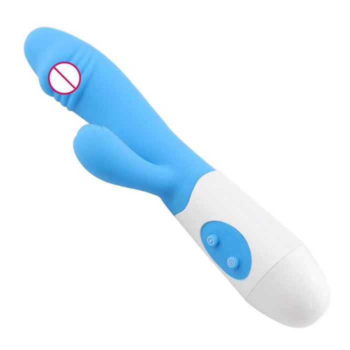 Crofta Women Silicone Vibrator Massager Waterproof Quiet Massage Wand Stick Blue