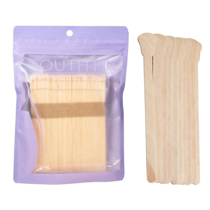 Crofta 100 Pcs Wooden Hair Removal Sticks Wax Applicator Waxing Beans Spatulas