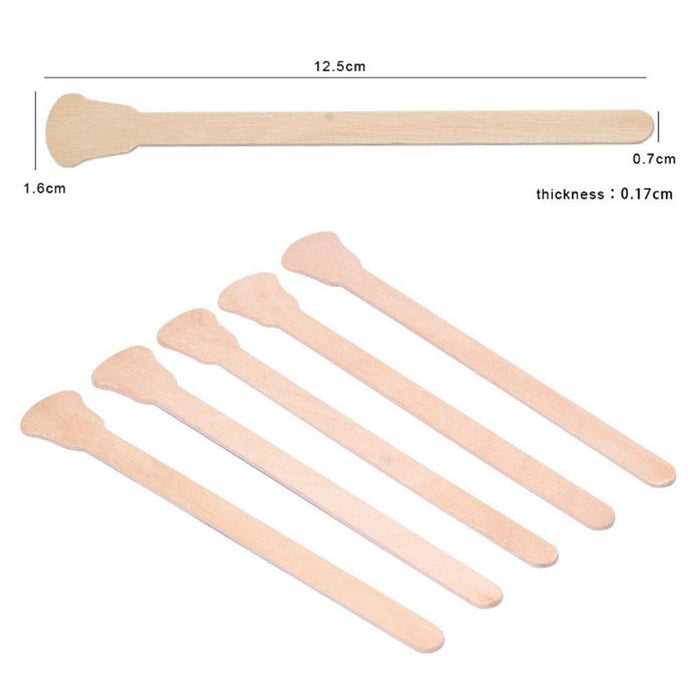 Crofta 100 Pcs Wooden Hair Removal Sticks Wax Applicator Waxing Beans Spatulas