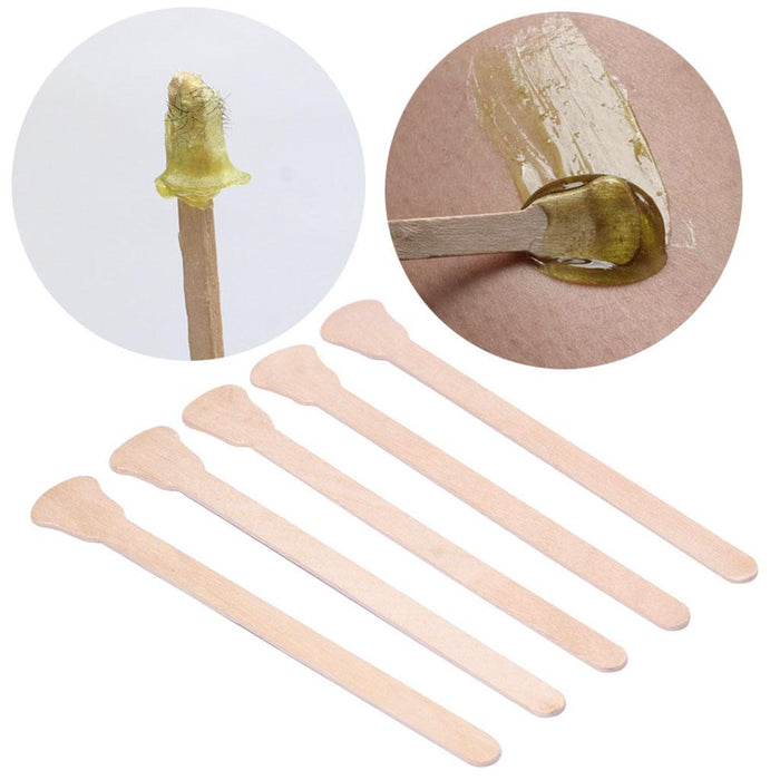 Crofta 100 Pcs Wooden Hair Removal Sticks Wax Applicator Waxing Beans Spatulas