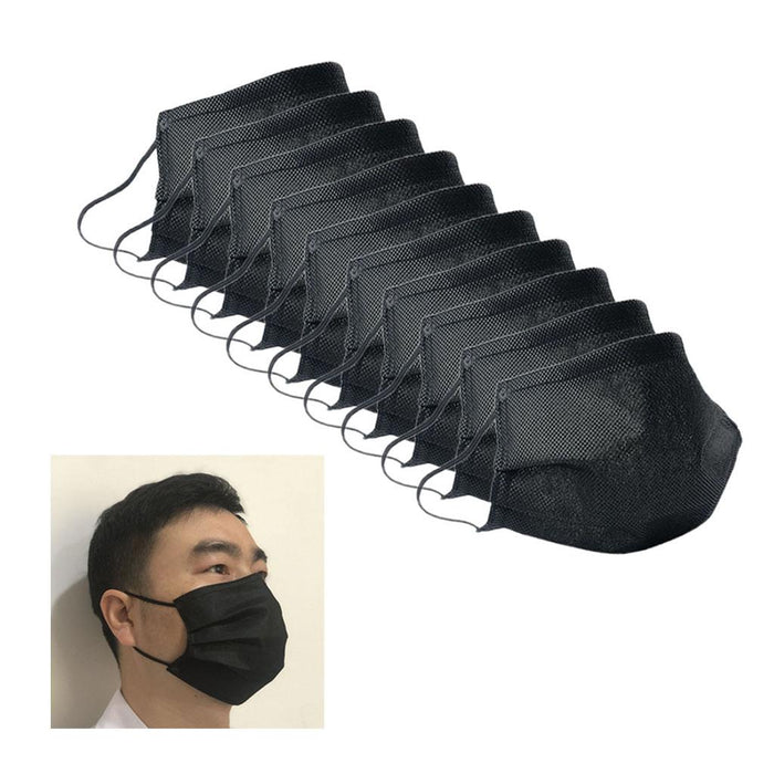 Crofta 10Pc Washable Reusable Mouth Face Mask Cover Anti-Dust Haze Prodution Black