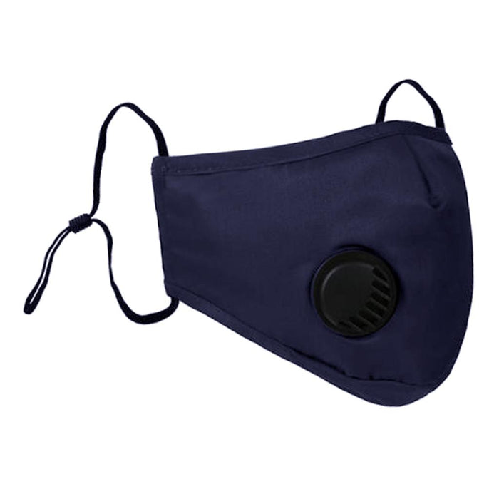 Crofta Reusable Respirator Mouth Face Mask Cover w/ Valve Anti Dust Haze Dark Blue