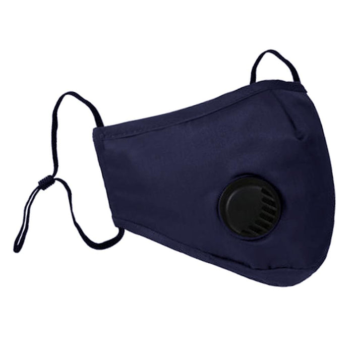 Crofta Reusable Respirator Mouth Face Mask Cover w/ Valve Anti Dust Haze Dark Blue