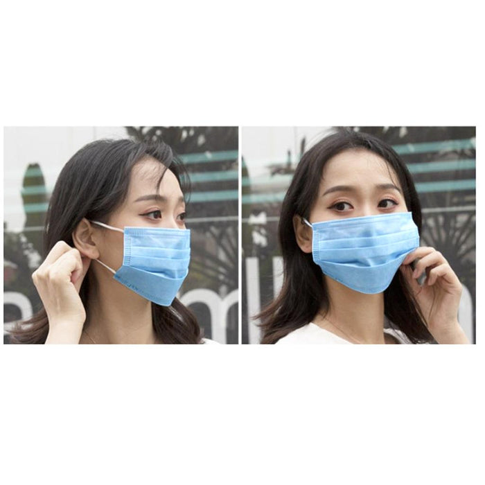 Crofta 10pcs Disposable Face Mask 3 Layers  5PCS Blue + 5PCS Gray