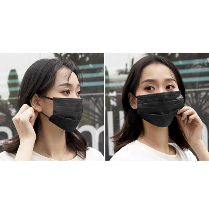 Crofta 10pcs Disposable Face Mask 3 Layers  5PCS Blue +5PCS Black