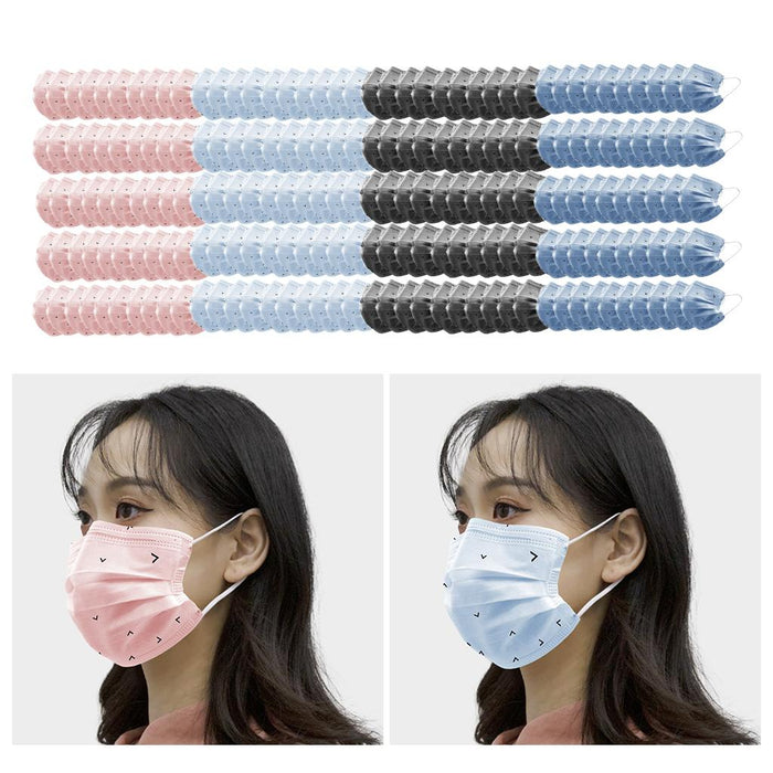 Crofta 50 Pieces Adults Disposable Anti-Haze Face Mouth Mask Dustproof Pink