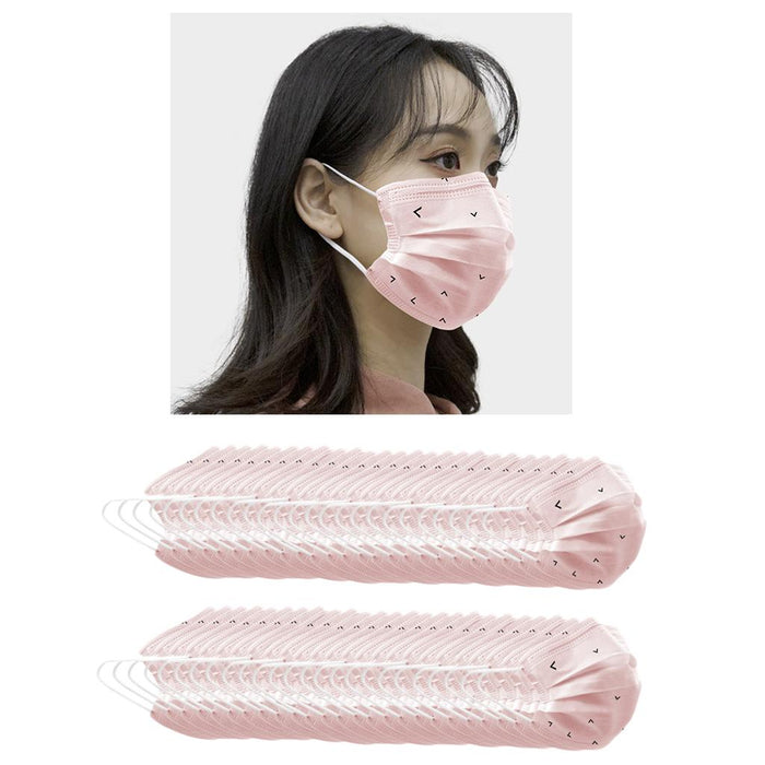 Crofta 50 Pieces Adults Disposable Anti-Haze Face Mouth Mask Dustproof Pink