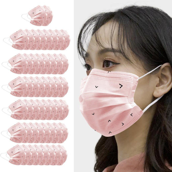 Crofta 50 Pieces Adults Disposable Anti-Haze Face Mouth Mask Dustproof Pink