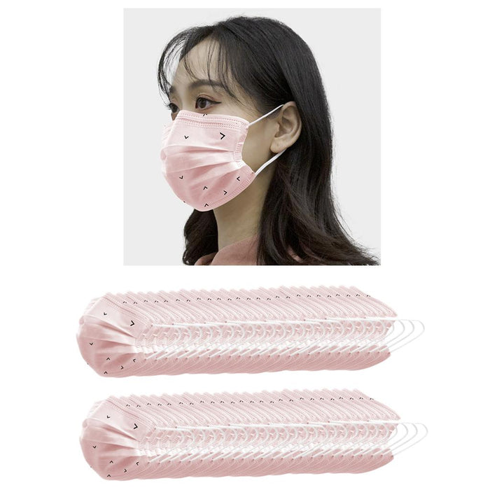 Crofta 50 Pieces Adults Disposable Anti-Haze Face Mouth Mask Dustproof Pink