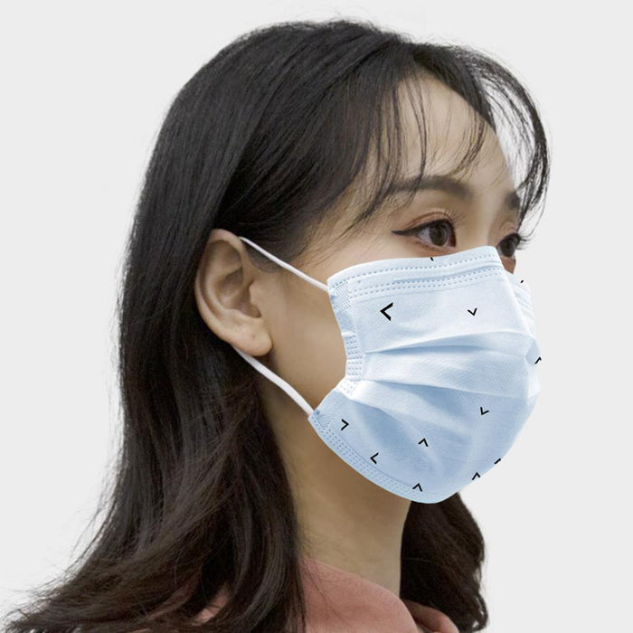 Crofta 50 Pieces Adults Disposable Anti-Haze Face Mouth Mask Dustproof Light Blue