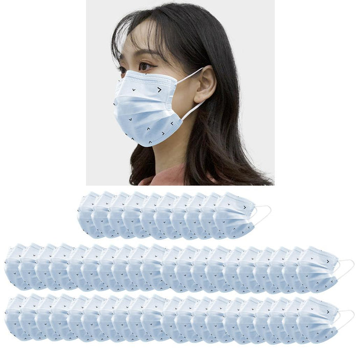 Crofta 50 Pieces Adults Disposable Anti-Haze Face Mouth Mask Dustproof Light Blue