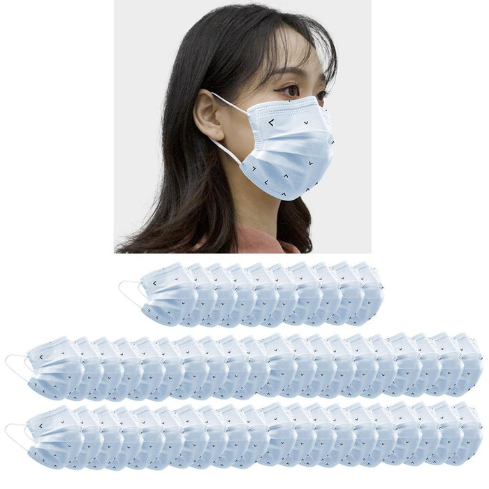 Crofta 50 Pieces Adults Disposable Anti-Haze Face Mouth Mask Dustproof Light Blue