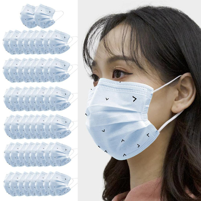 Crofta 50 Pieces Adults Disposable Anti-Haze Face Mouth Mask Dustproof Light Blue