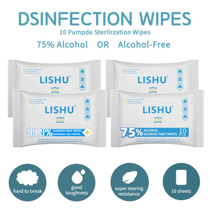 Crofta 2 Bags Alcohol Wet Wipe Pad Tissue Disinfection Wiper Sheet  75% Alcohol