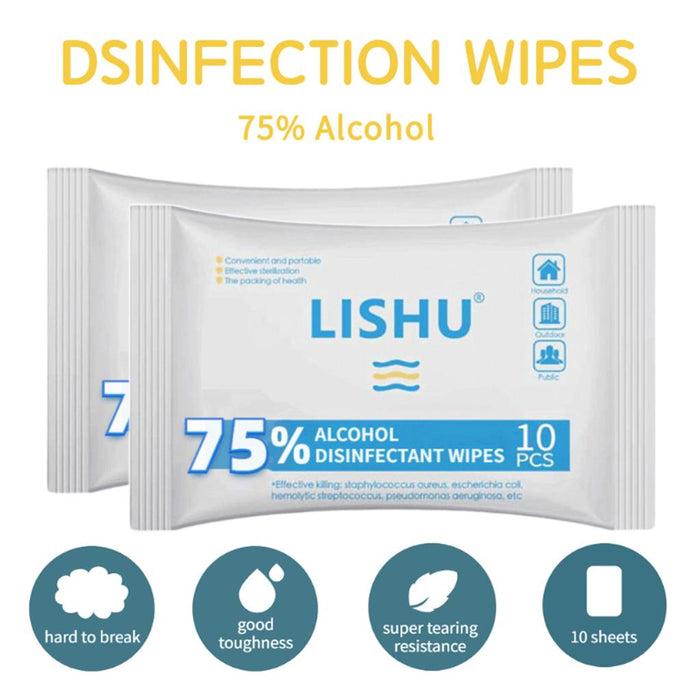 Crofta 2 Bags Alcohol Wet Wipe Pad Tissue Disinfection Wiper Sheet  75% Alcohol