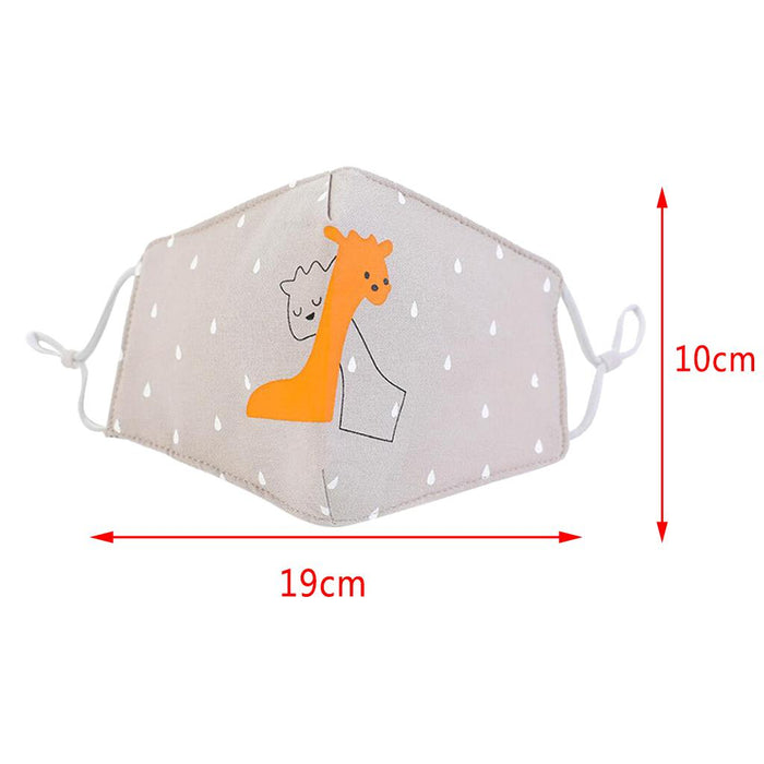 Crofta Kid Winter Thickened Face Mask Anti-Dust Mouth Mask Washable Gray Giraffe