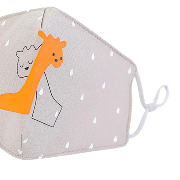 Crofta Kid Winter Thickened Face Mask Anti-Dust Mouth Mask Washable Gray Giraffe