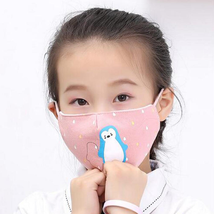 Crofta Kid Winter Thickened Face Mask Anti-Dust Mouth Mask Washable Pink Penguin