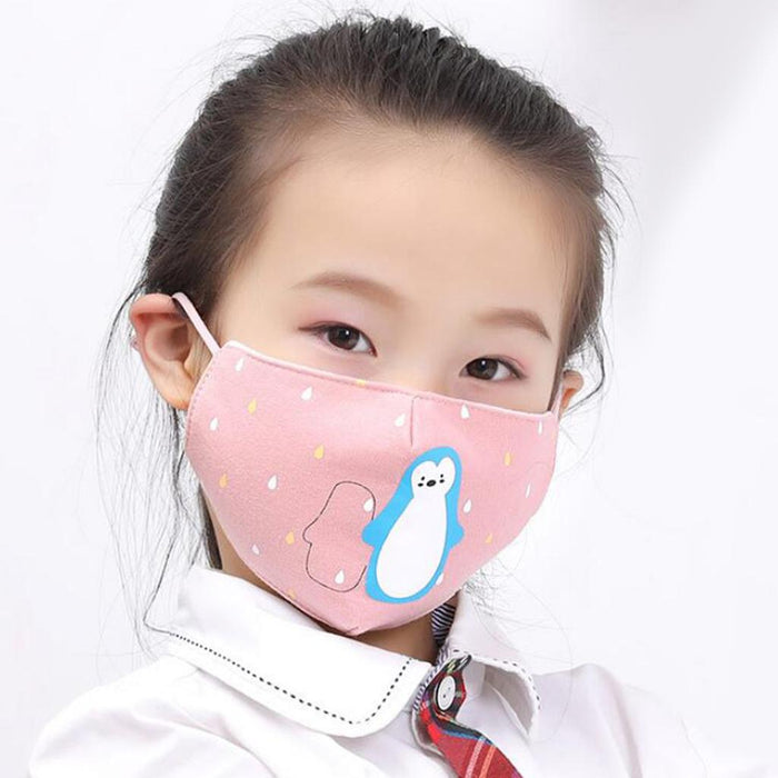 Crofta Kid Winter Thickened Face Mask Anti-Dust Mouth Mask Washable Pink Penguin