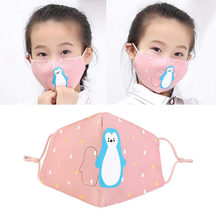 Crofta Kid Winter Thickened Face Mask Anti-Dust Mouth Mask Washable Pink Penguin